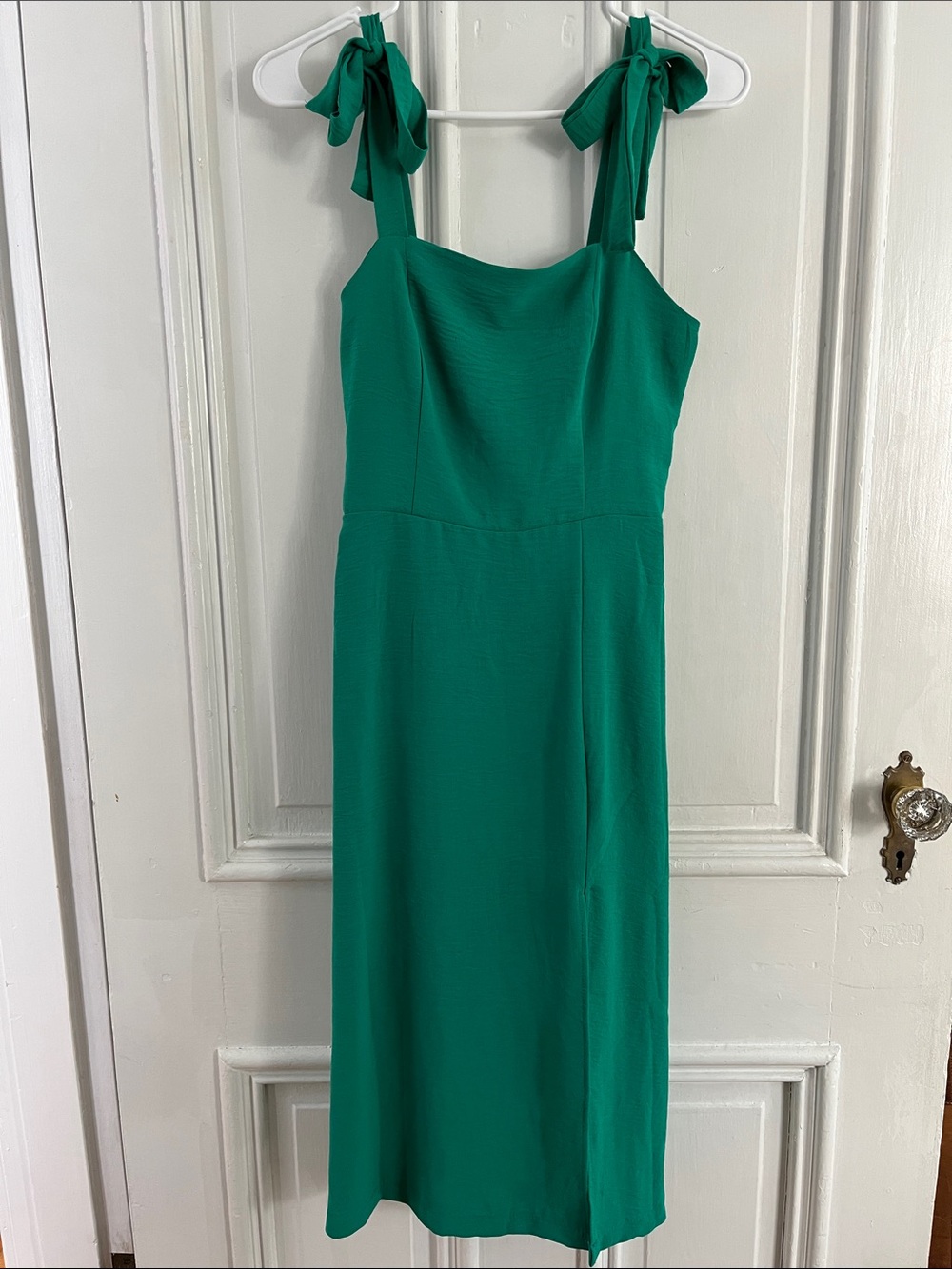 Monteau Emerald Tie-Shoulder Midi Dress